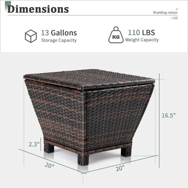 Patio 13 Gallons Wicker Storage Side Table