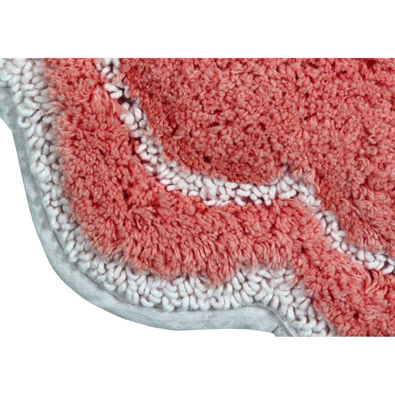 Allure Collection 100% Cotton Non-Slip Bathroom Rug Set, 3 Piece Machine Washable- Bathroom Rug, Bath Rug, U Shaped Contour
