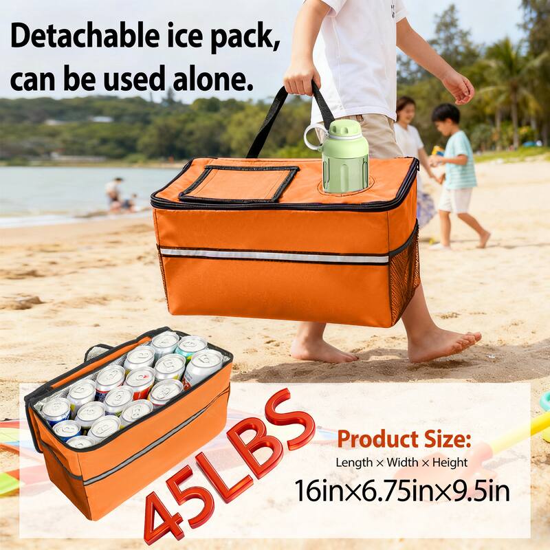 3-in-1 Folding Wagon with Bench Seat-Includes 1 ice pack, 500lbs Capacity, 9"x4" Beach Tires for Camping & Beach