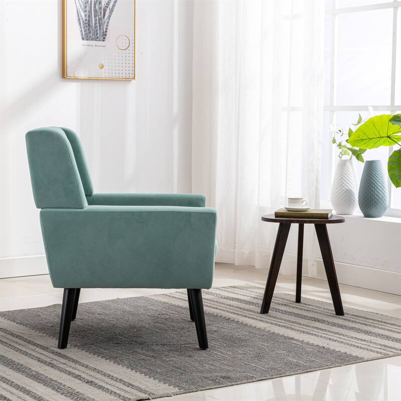 Velvet Upholstered Accent Chair Modern Living Room Lounge Arm Chairs with Ergonomic Backrest Chair