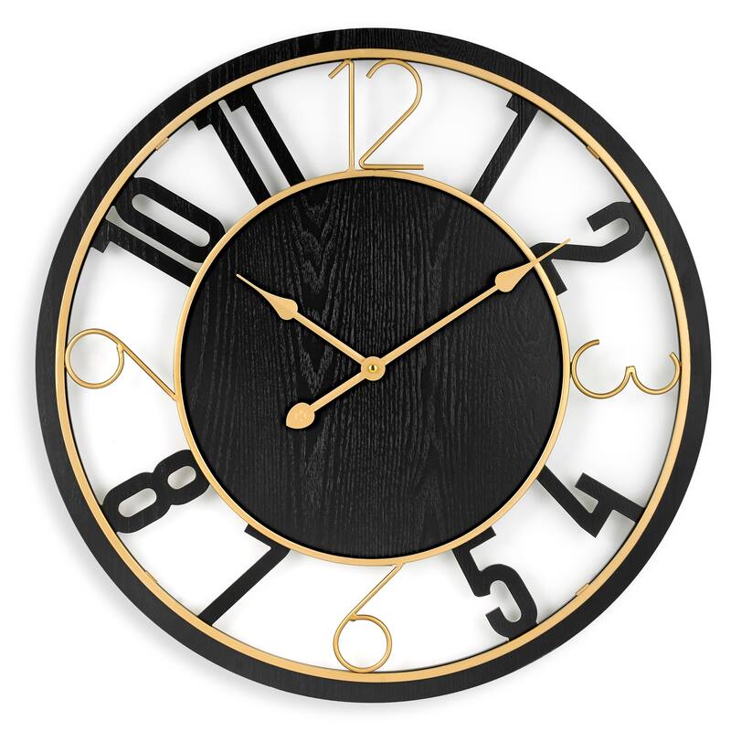 Sorbus 24" Wooden Wall Clock (Numeral) - Black