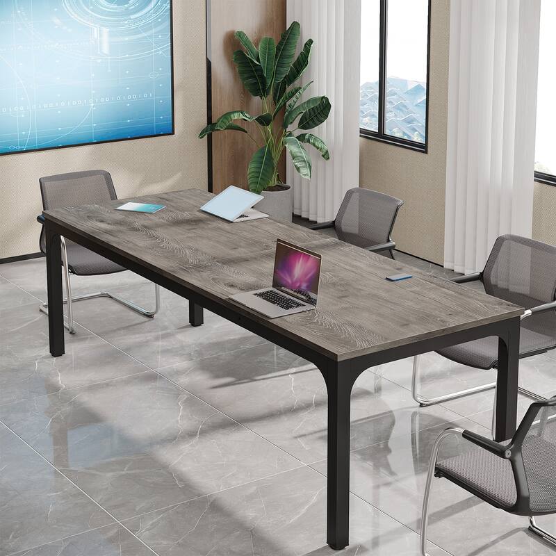 Long Conference Table Set of 4, 13FT Large Rectangle Meeting Seminar Table, 78.74-Inch Business Tables