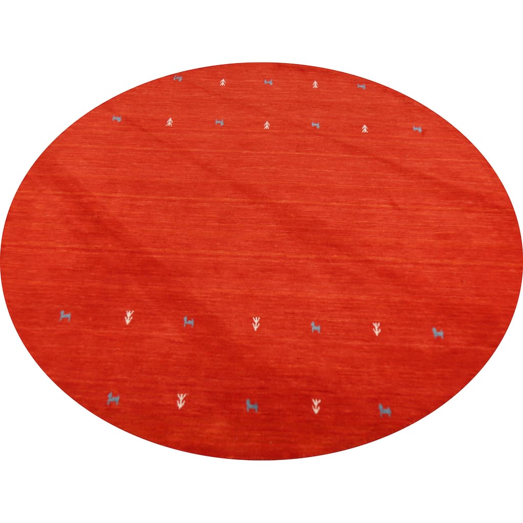 Hand Knotted Oriental 100% Wool Carpet Tribal Animal Pictorial Oranges & Rust Gabbeh Area Rug - 6' 6'' X 6' 6''