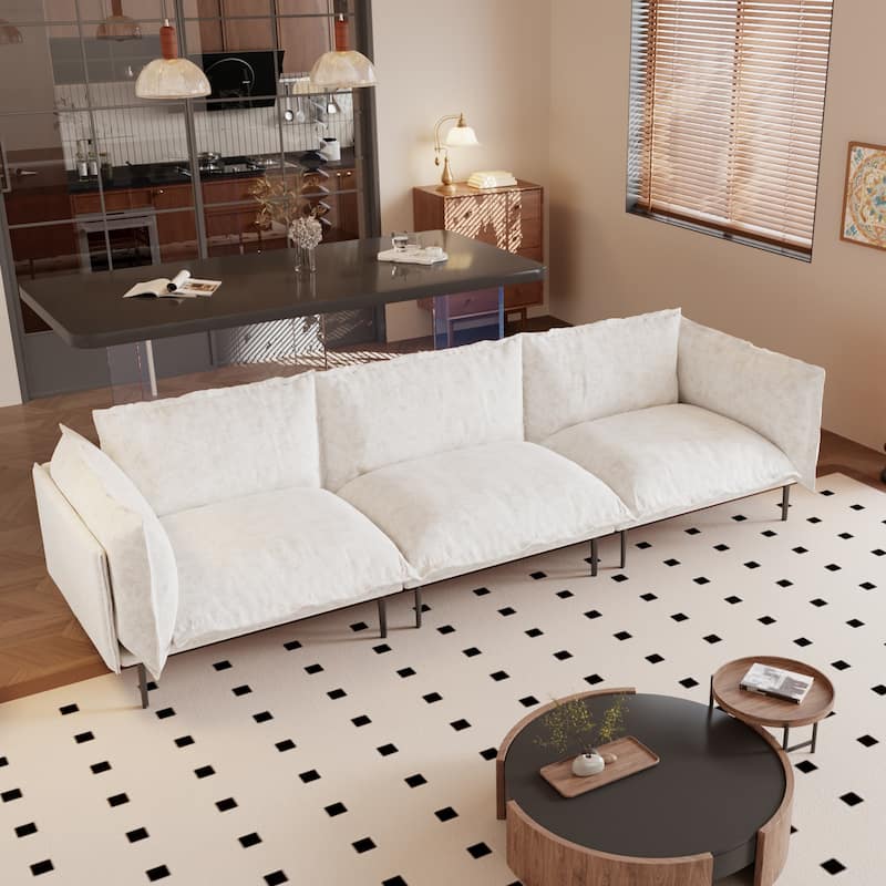 111.02'' Down Filled Modular Sectional Sofa Chenille Fabric Upholstery 3-seats Couch - Beige