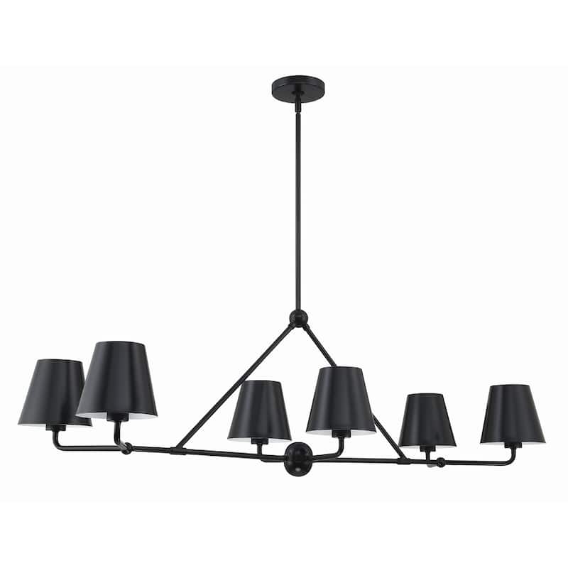 Xavier 6 Light Matte Black Chandelier - 46"W x 14.75"H