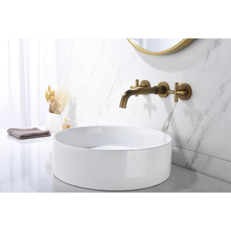 Modern Wall Mounted Bathroom Sink Faucet with Cross Design Handle, Rust and Corrosion Resistant, Anti Fingerprint
