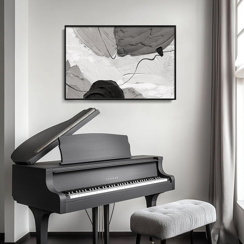 Black and White Gray Modern Abstract Wall Art