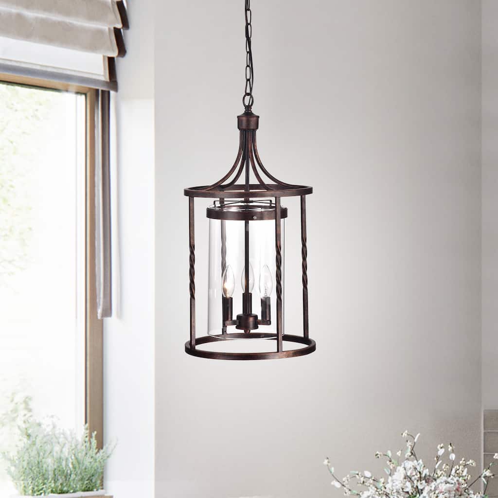Augusta 3-Light Lantern Square Pendant For Dining/Bedroom, Hallway