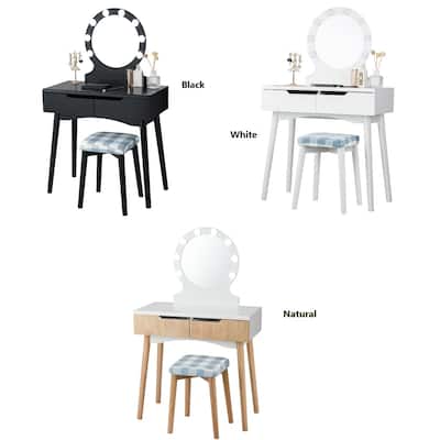 Costway Vanity Makeup 8 Dimmable Bulbs Lighted BlackWhiteNatural