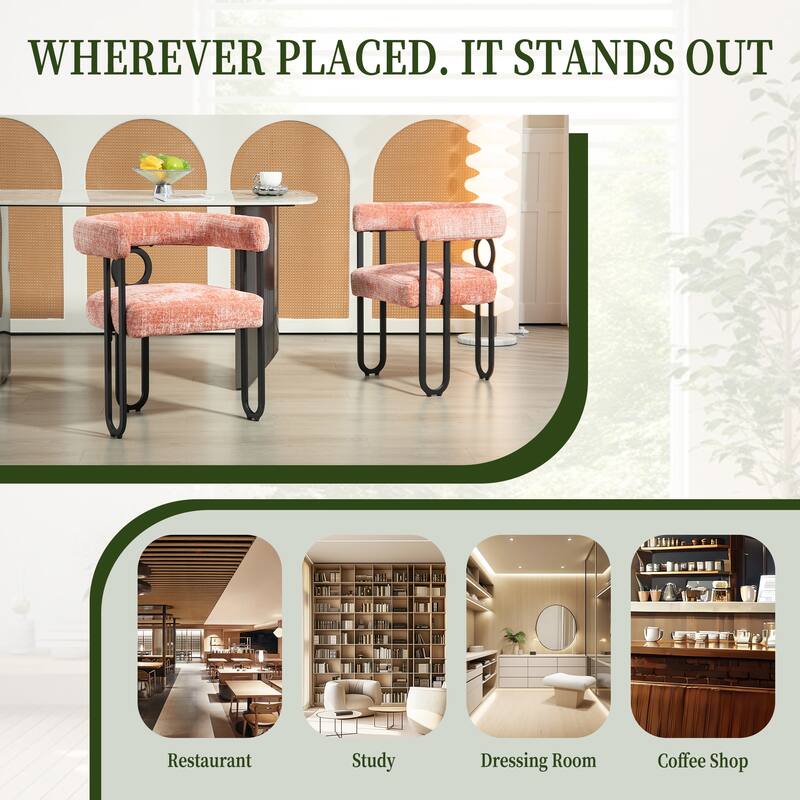 2 PCS PU Leather Upholstered Dining Chair Set wMetal Legs