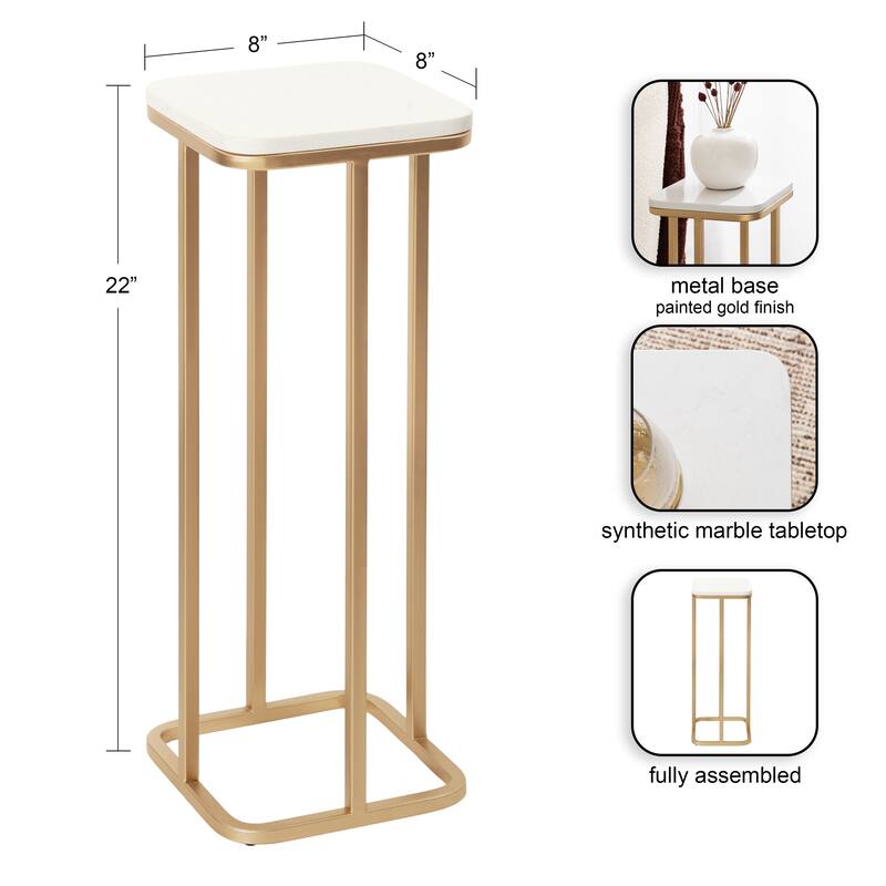 Kate and Laurel Credele Marble and Metal Drink Table