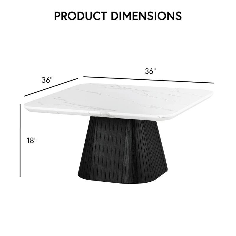Furniture of America Tonix Modern White and Black Square Faux Marble Top Coffee Table