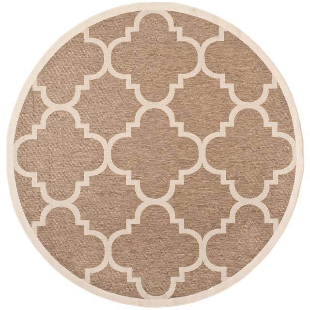 SAFAVIEH Courtyard Maryanne Indoor/ Outdoor Waterproof Patio Backyard Rug - 7'10" x 7'10" Round - Brown