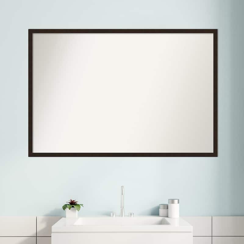 Non-Beveled Wood Bathroom Wall Mirror - Carlisle Espresso Narrow Frame