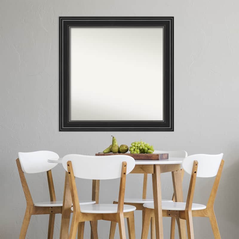 Non-Beveled Wall Mirror - Ridge Black Frame