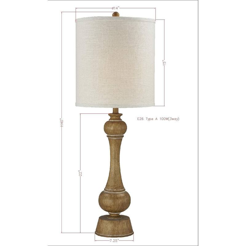 Diego 40" Table Lamp with Linen Shade, Medium Brown (Set of 2)