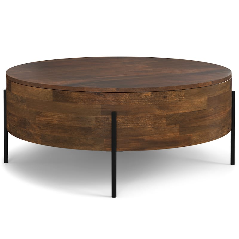 WYNDENHALL Farmington Modern Industrial Round Drum Coffee Table - 38"d x 38" w x 14"h