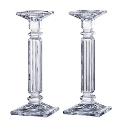 Majestic Gifts Inc European Glass Candlesticks -12" Height - Set/2 - 12"