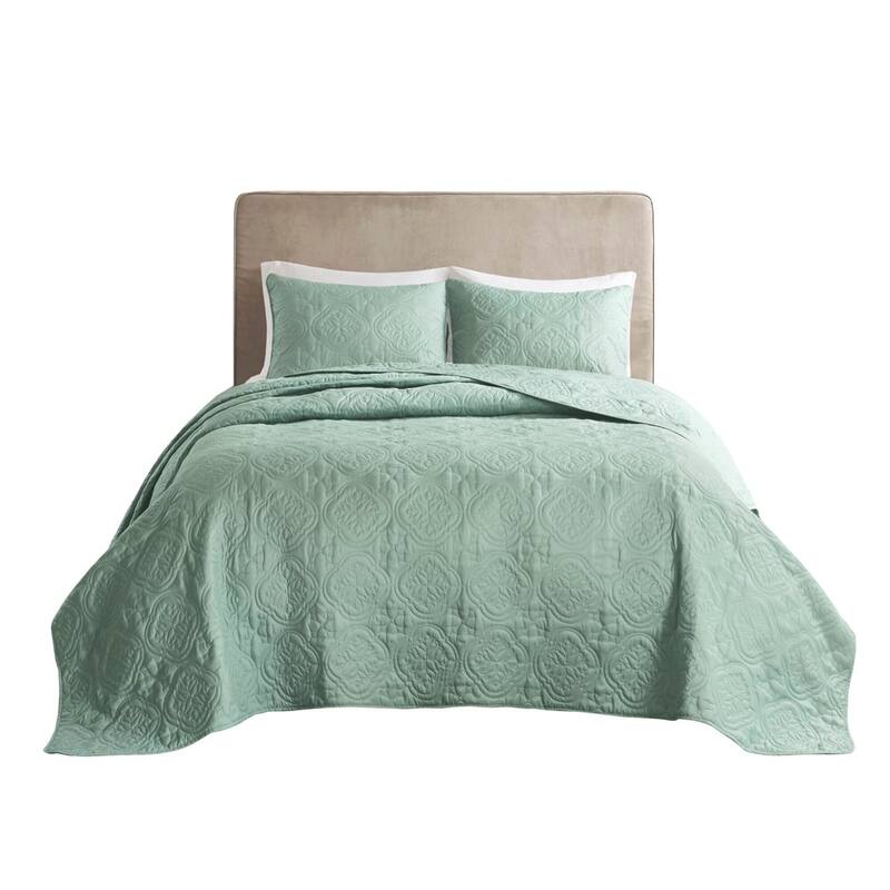 3 Piece Reversible Bedspread Set Seafoam Full/Queen