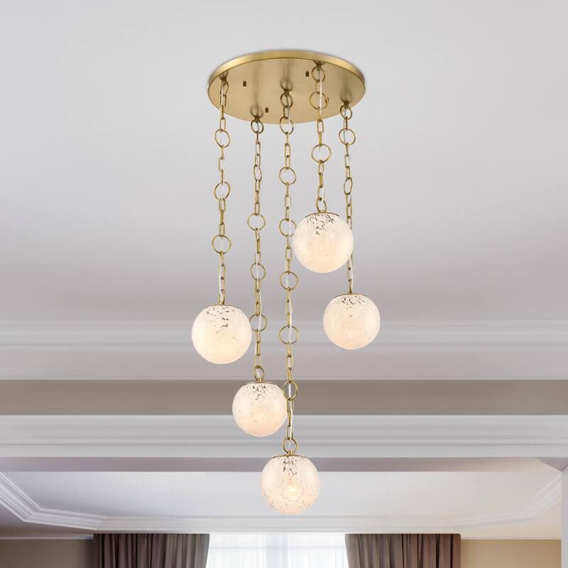Wine Flower 5-Light Brushed Gold Glam Statement Chandelier for Foyers and Entryways - 24.5