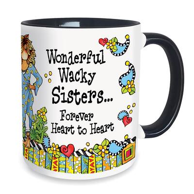 Wonderful Wacky Sisters Forever Heart to Heart Ceramic Mug - 4.380 x 4.250 x 4.130