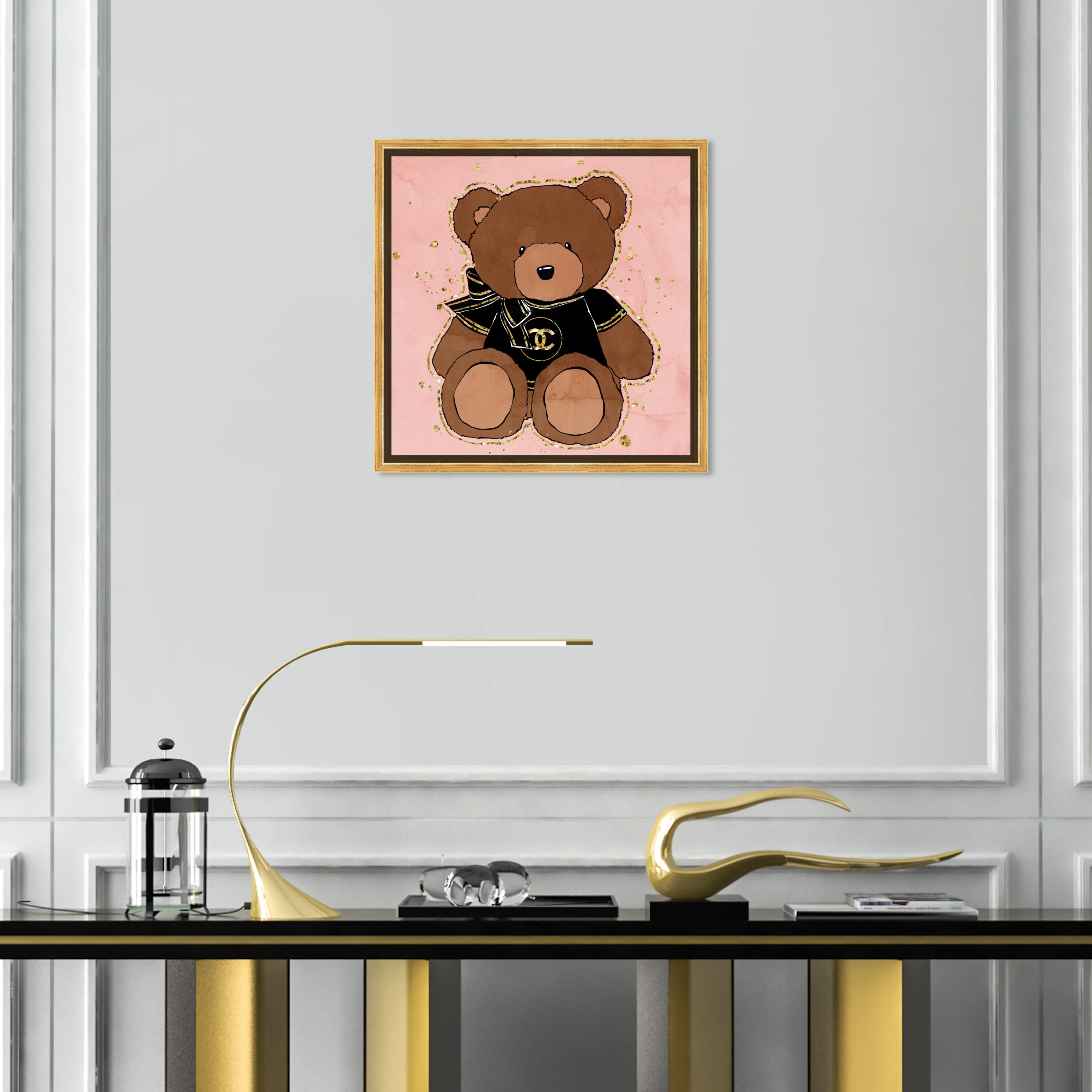 Oliver Gal 'First Glam Teddy Bear' Fashion and Glam Wall Art