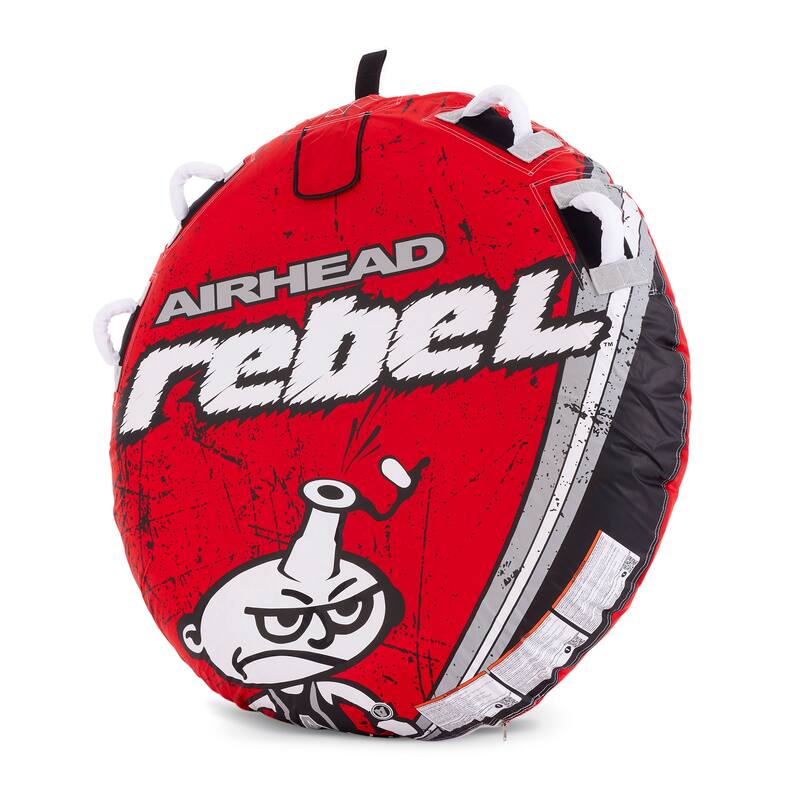 Airhead Rebel 54" 1 Person Durable Red Towable Tube Kit with Rope and 12V Pump - 11.2