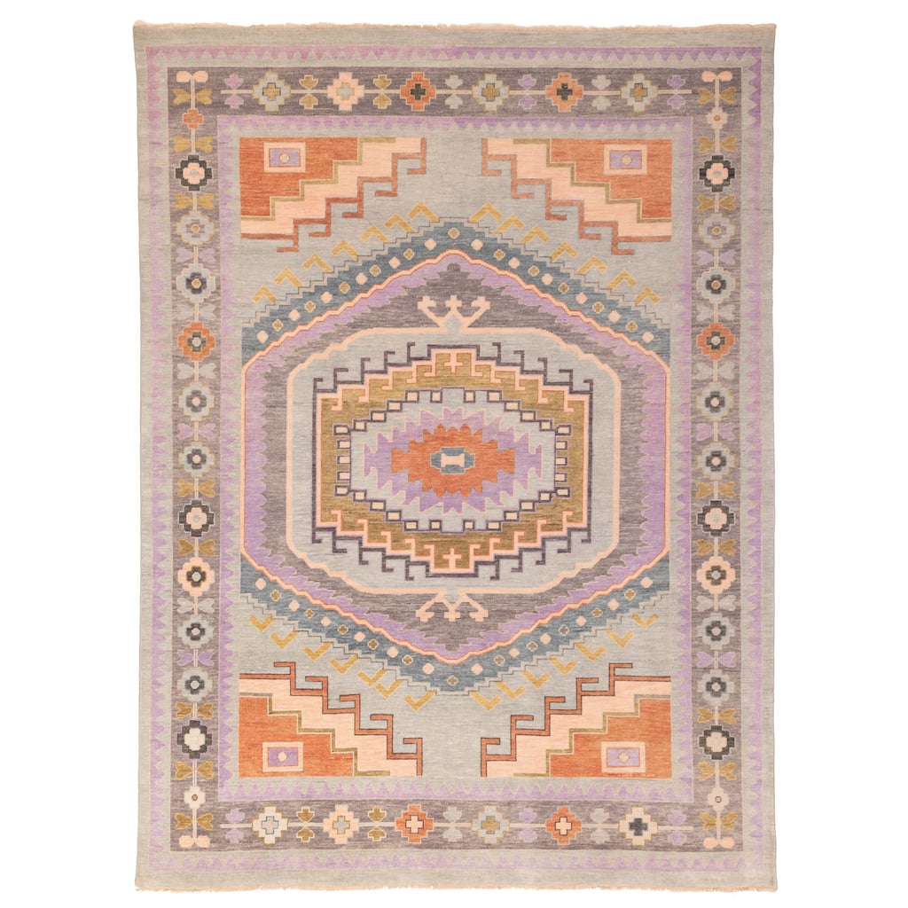 ECARPETGALLERY Hand-knotted Modern Oushak Light Grey Wool Rug - 8'10 x 11'11