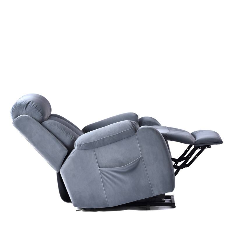 Blue Power Lift Recliner for Seniors with Remote, Anti-Skid Upholstery, Overstuffed Cushion, and Side Storage Pocket