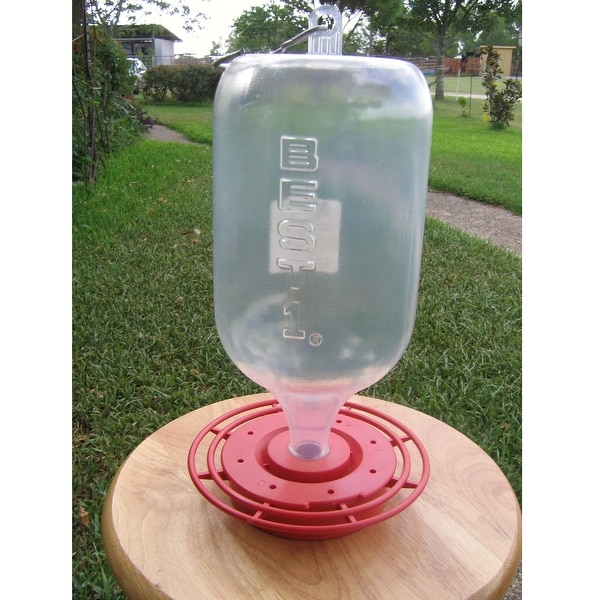 12" Clear and Red Hummingbird Water Bulk Plastic Bottle Feeder 72 oz. - N/A