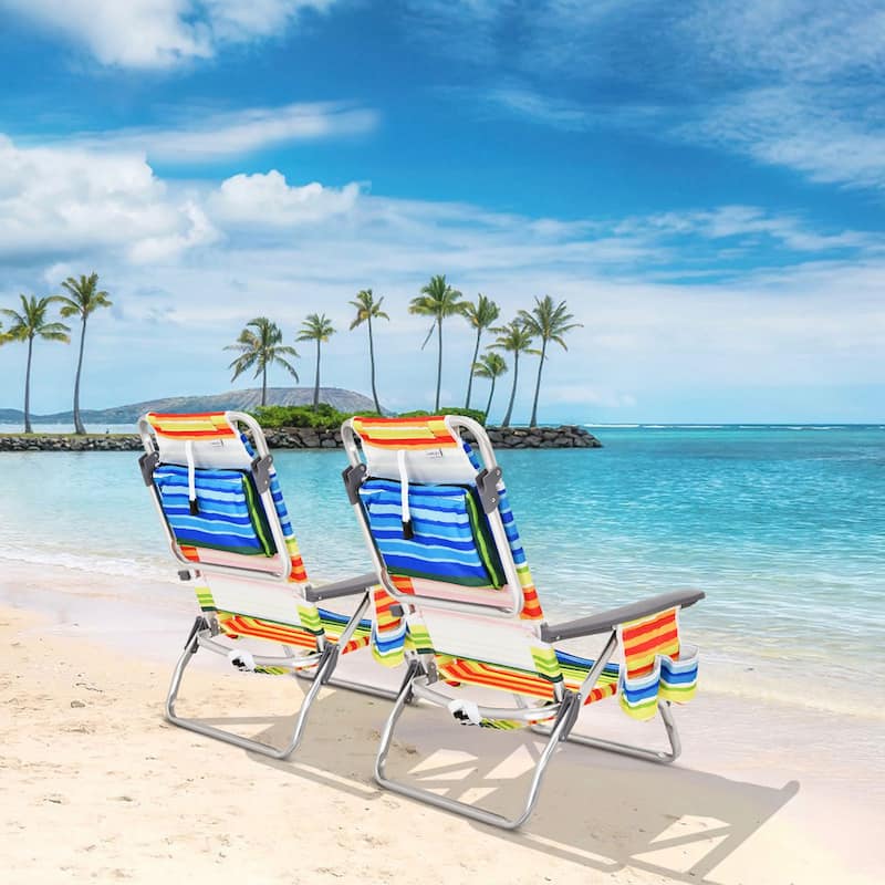 Costway 4-Pack Folding Backpack Beach Chair 5-Position Outdoor - See Details