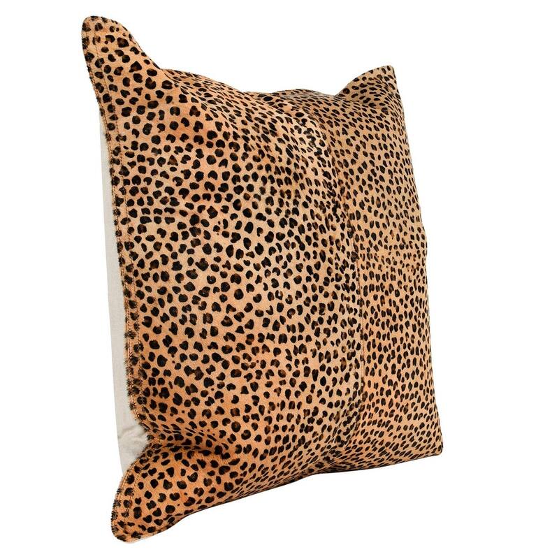 Leopard 100% Cow Hide 20" Throw Pillow in Animal Print by Kosas Home