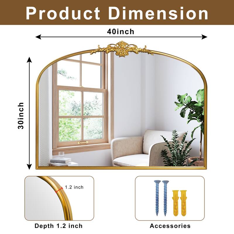 Vintage Carved Arched Mirror Baroque Mirror