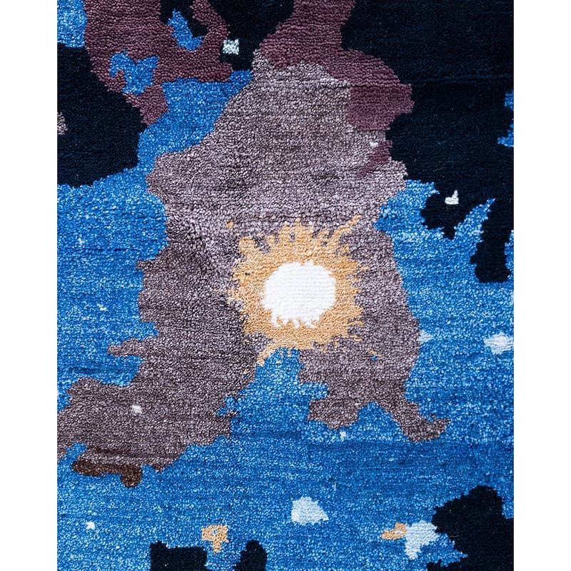 Ikat One-of-a-Kind Hand-Knotted Area Rug - Black, 8' 2" x 10' 2" - 8' 2" x 10' 2"