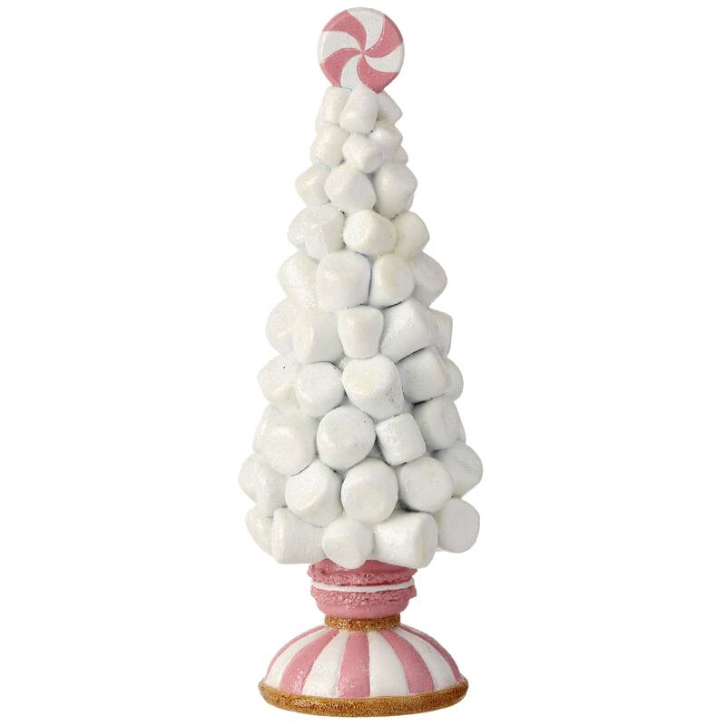 12" Resin Marshmallow Tree On Pedestal