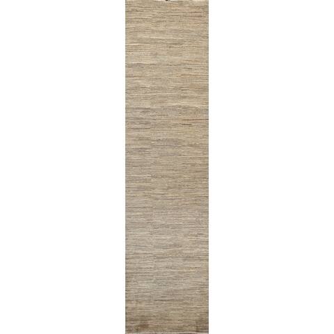 Modern Oriental Gabbeh Kashkoli Wool Runner Rug Hand-knotted Carpet - 2'7" x 11'2"