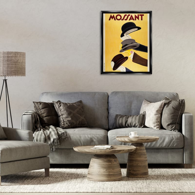 Stupell Vintage Top Hat Advertisement Framed Floater Canvas Wall Art Design By Marcus Jules