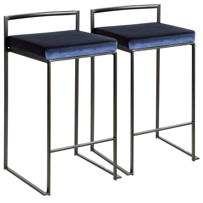 Porch & Den Forrest Contemporary Black Stackable Fully Welded Counter Stool (Set of 2)