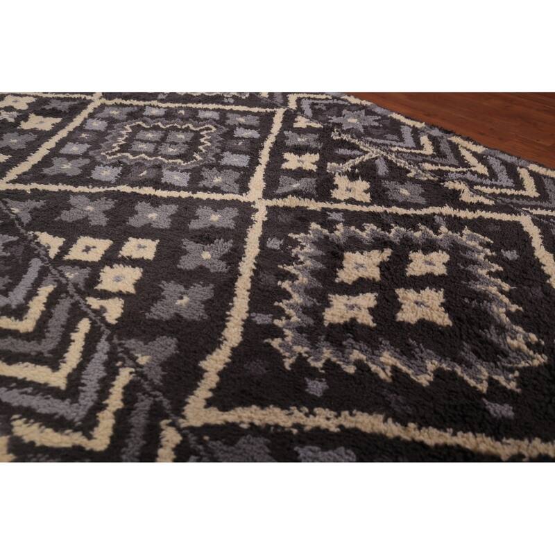 Geometric Moroccan Oriental Area Rug Handmade Wool Carpet - 4'11" x 8'2"