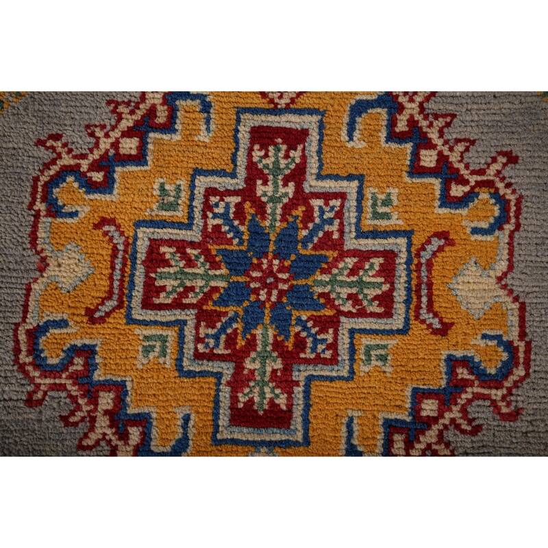 Geometric Kazak Runner Rug Handmade Wool Carpet - 2'7" x 19'4"