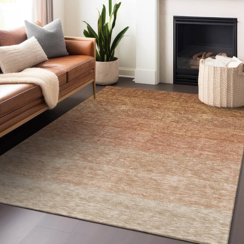 Machine Washable Indoor/ Outdoor Chantille Ombre Solid Rug