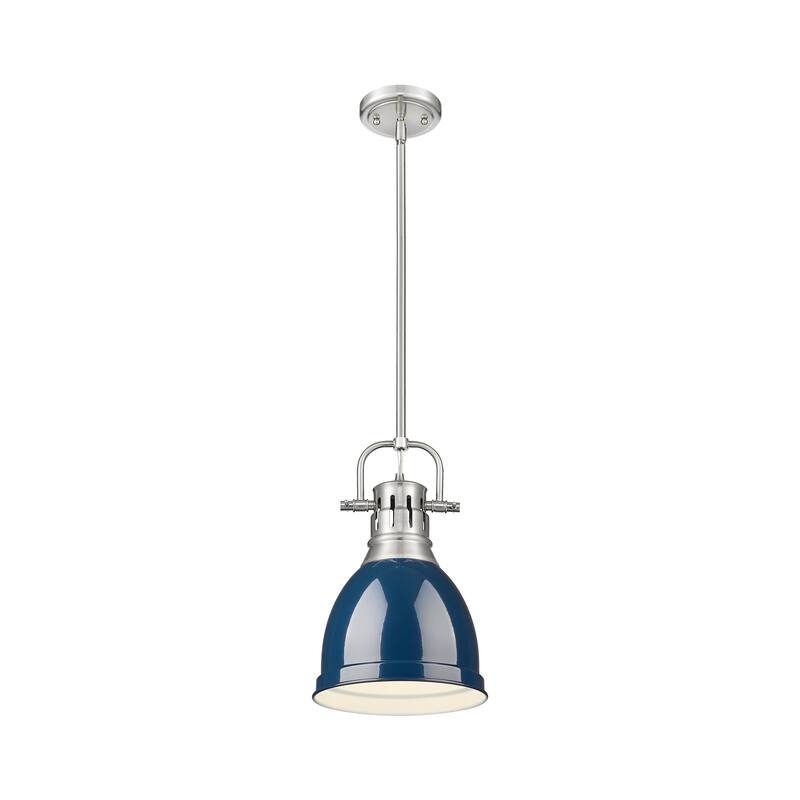 Yep by Golden Lighting Duncan 1-light 9in Rod Hung Pendant in Pewter and Navy Blue shade