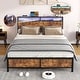 preview thumbnail 6 of 15, Metal Industrial Bed Frame with LED Lights and USB Ports