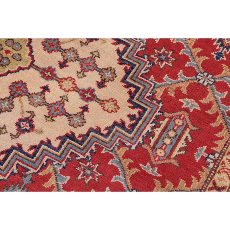 Southwestern Kazak Fatima Red/Beige Wool Rug - 5'8'' x 7'10''