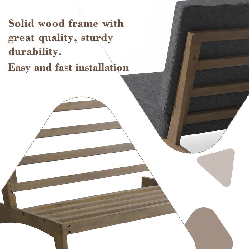 4 Set Outdoor Patio Teak Wood Club Chairs Loveseat with Cushion