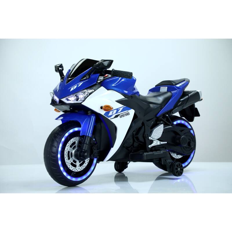 Kids 12V Ride-On Motorcycle with Manual Throttle & Foot Brake, Ideal Holiday Present - Blue