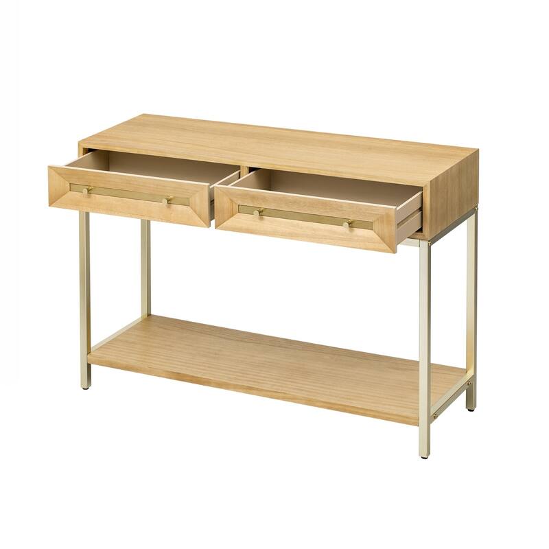 Entryway Table, Console Table with Two Drawers, Retro Hallway Table with Striking Geometric Design for Entryway and Living Room