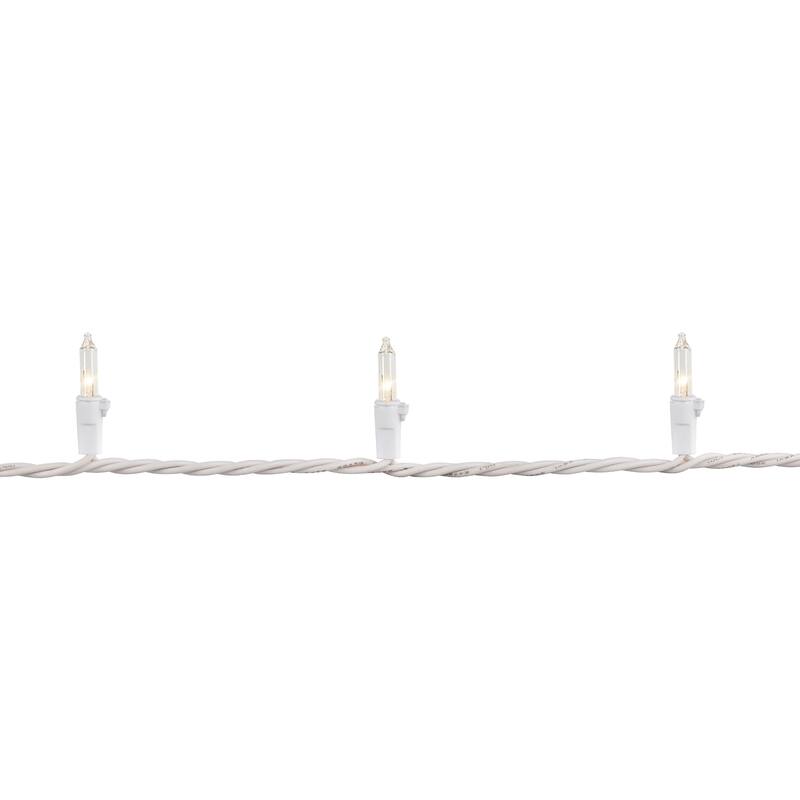 50 Clear Mini Christmas Light Set, 10ft White Wire