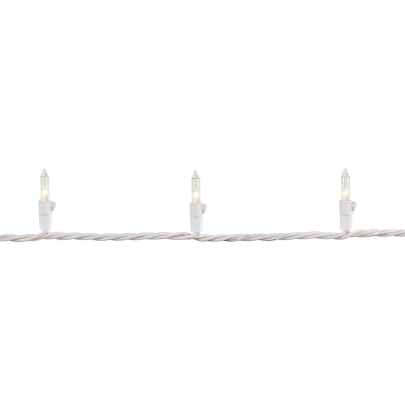 50 Clear Mini Christmas Light Set 10ft White Wire - 10'