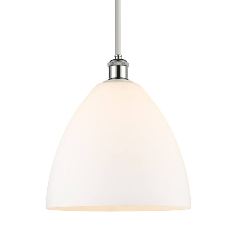 Innovations Lighting 516-1S-13-12 Bristol Pendant Bristol 12" Wide - Matte White / White and Polished Chrome
